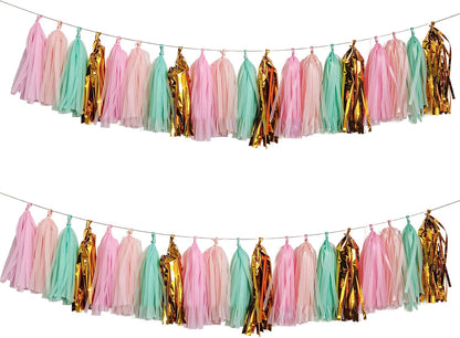 Shiny Tassel Garland Tissue Paper Tassel Banner,Tassels Party Decorations for