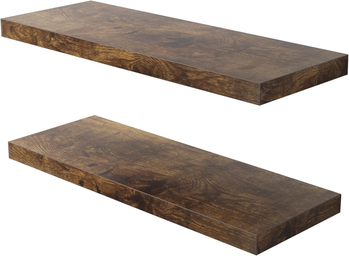 Floating Shelf, Set of 2 Wall Shelf, 24 in W x 12.75 in D x 2 in H Wooden Floating Wall Shelf with