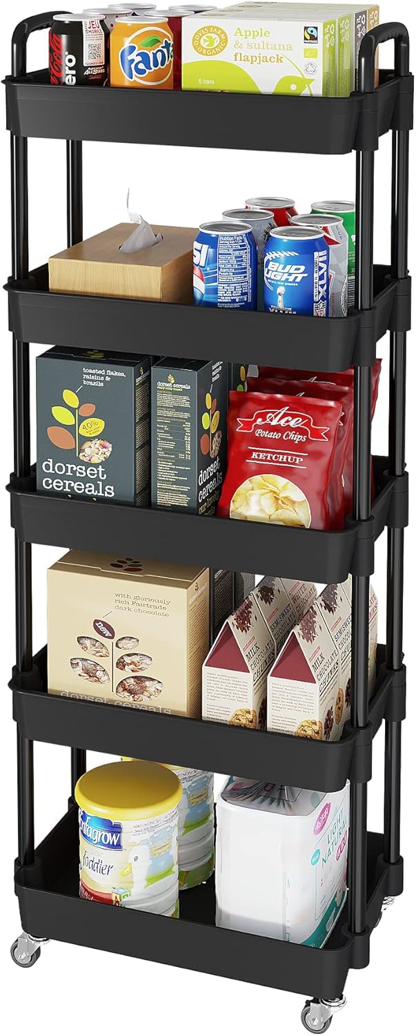 Laiensia Storage Cart,Multifunction Utility Rolling Cart Kitchen Storage Organizer,Mobile Shelving