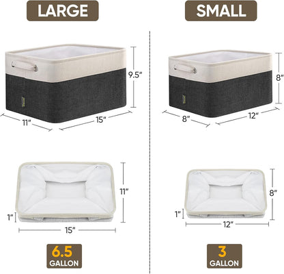 BALEINE 2 Pack Fabric Storage Bins for Shelves, Linen Storage Baskets for Organizing, Decorative