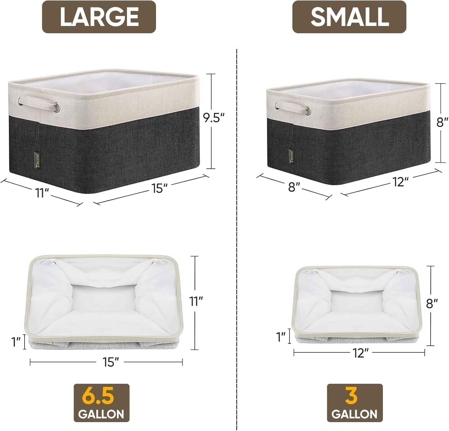 BALEINE 4 Pack Fabric Storage Bins for Shelves, Linen Storage Baskets for Organizing, Decorative