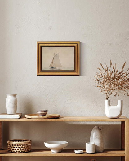 Gold Framed Vintage Wall Art for Living Room, Seaview Painting Prints Shelf Decor for Kitchen