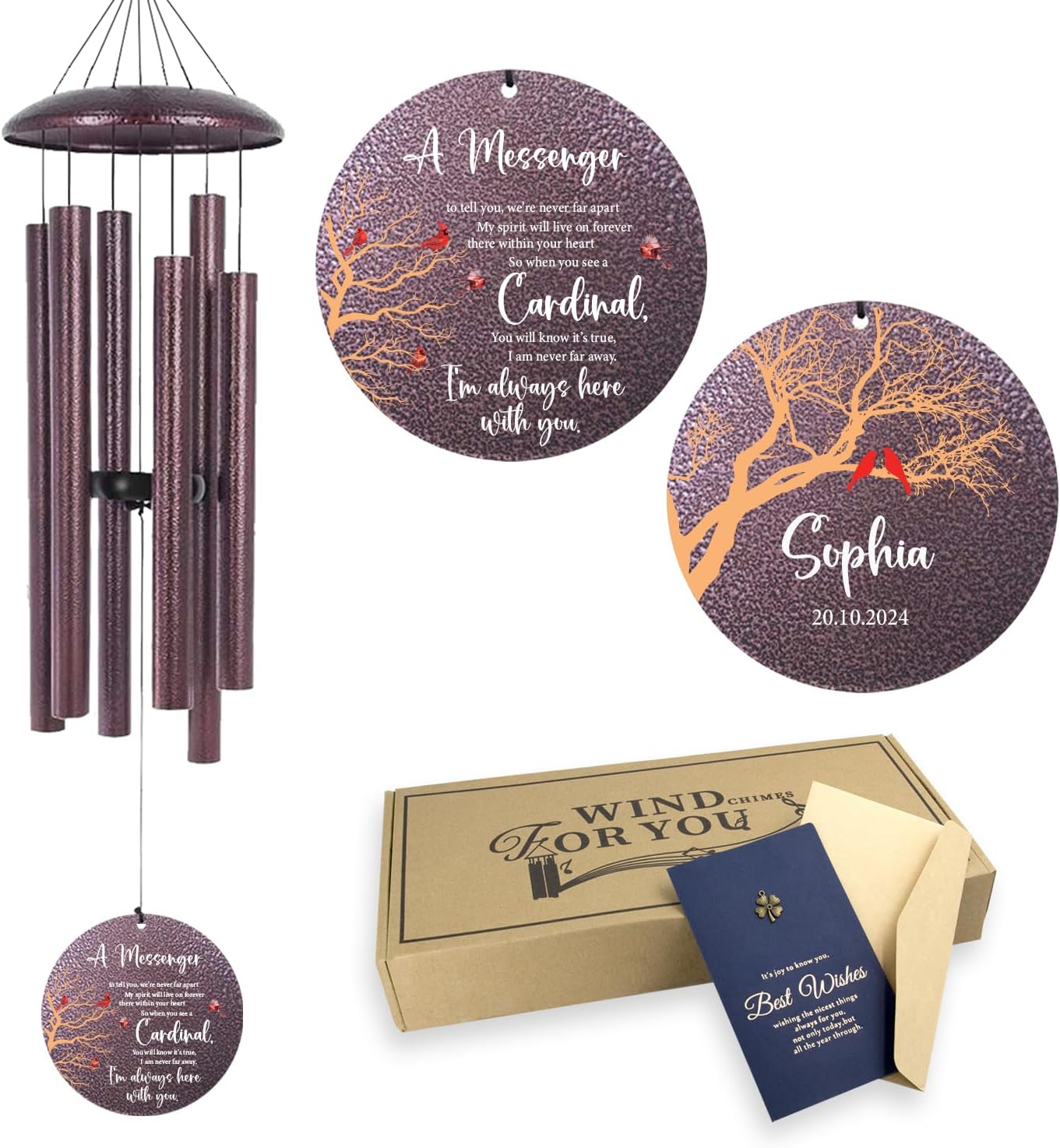 ASTARIN Outside Wind Chimes for Loss of Loved one, Personalized Sympathy Gift for Loss