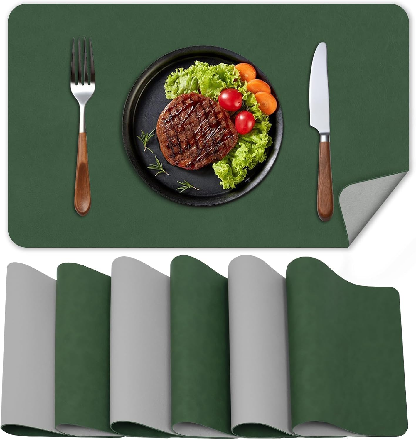 BLESWIN Faux Leather Placemats, PU Dining Table, Waterproof and Oil Resistant Easy to Clean, Heat
