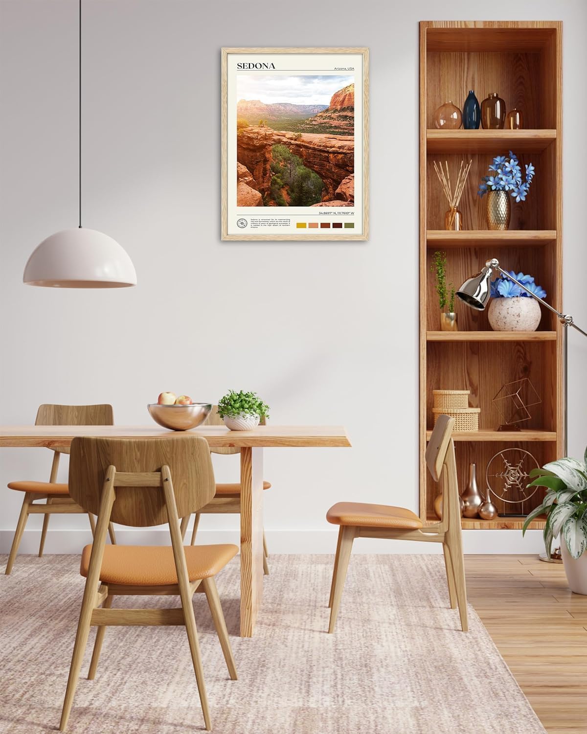 HesenDot Natural OAK Wood Framed Arizona Wall Art,12x16in Sedona's Red Rock Formations Quality