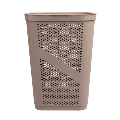 Mind Reader 60L Slim Laundry Hamper, Clothes Basket, Lid, Ventilated, Plastic, Set of 2, Tan