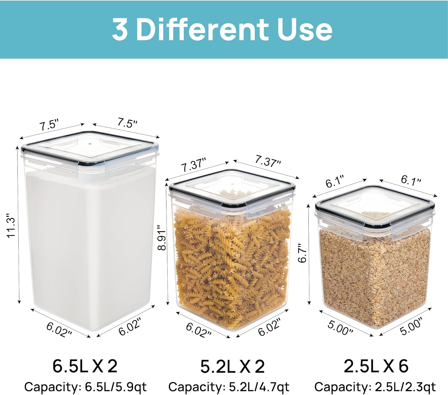 Vtopmart 10 PCS Flour and Sugar Storage Container, Large Airtight Food Canisters with Lids for