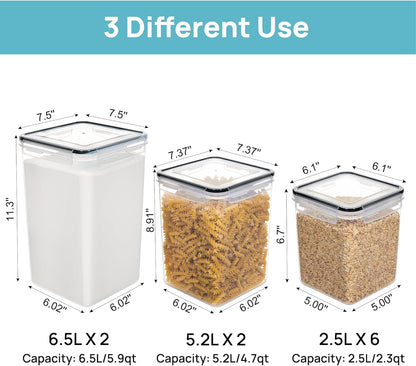 Vtopmart 10 PCS Flour and Sugar Storage Container, Large Airtight Food Canisters with Lids for