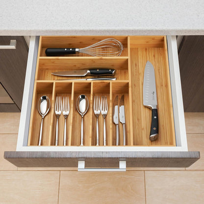Umilife Large Kitchen Drawer Organizer, 19"x20" Silverware Utensils Organizer, 2.5" High for Large