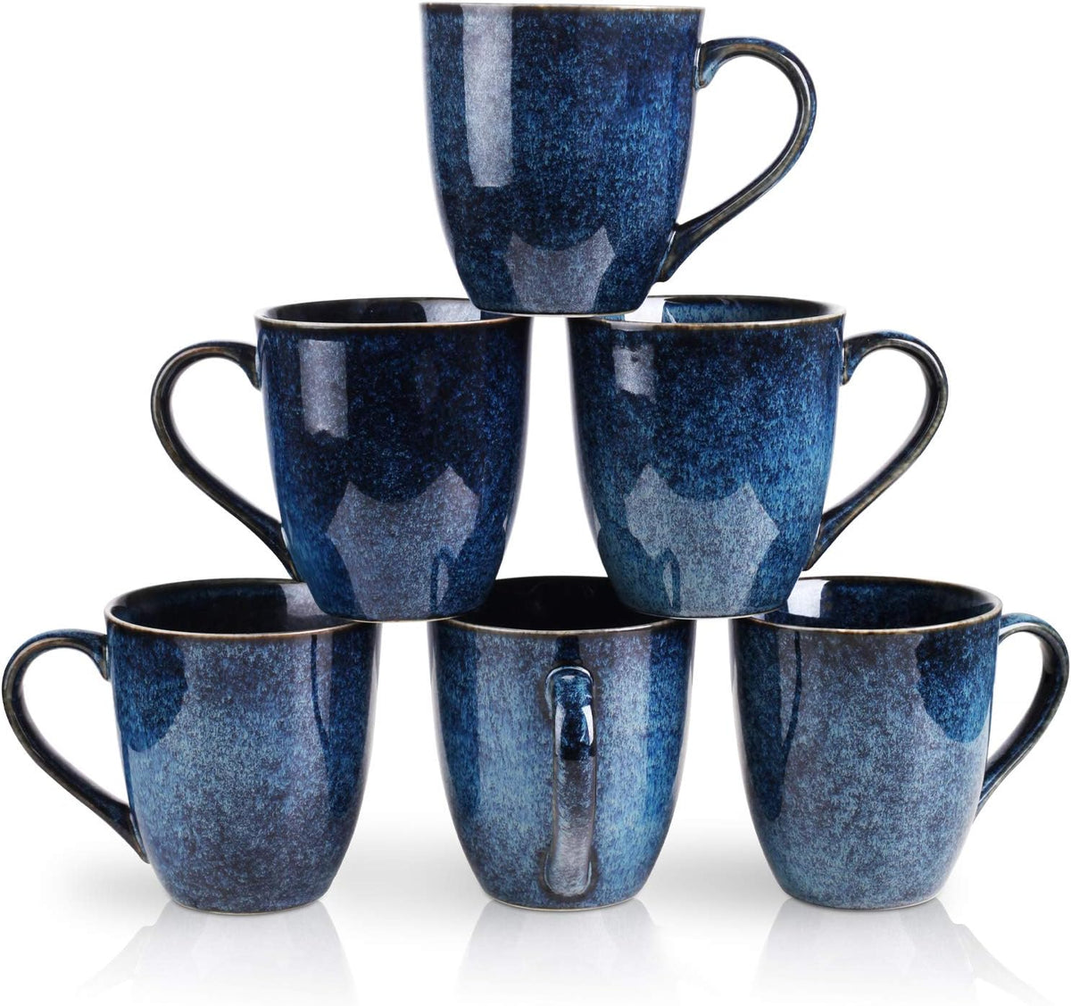 vicrays Coffee Mug Set, 12 Ounce, Set of 6, Ceramic Mug for Men, Women, Unique Glazed Mugs with