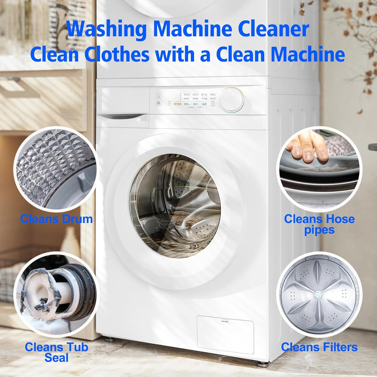 USKICH Washing Machine Cleaner Descaler 40 Pack-Deep Cleaning Tablets For HE Front Loader & Top