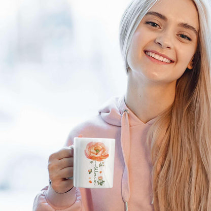 Ranunculus Lover Accent Mug, Novelty Flower Themed Coffee Cup 11oz 15oz, Customized Ranunculus