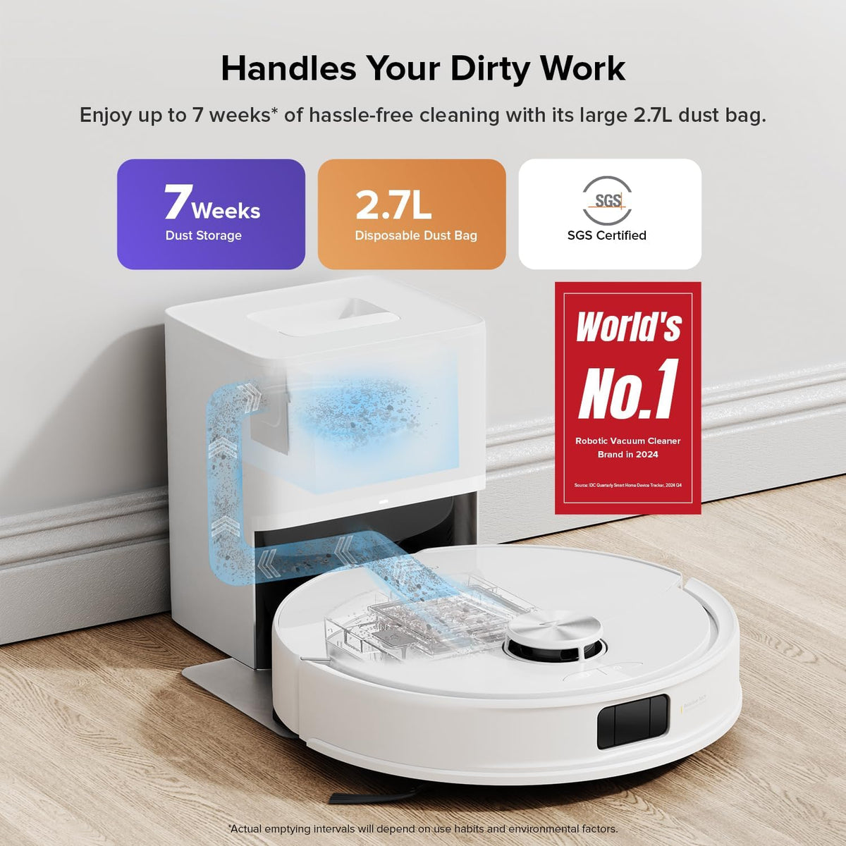 roborock Q10 S5+ Robot Vacuum and Mop with Self-Emptying, 10,000Pa Suction, Upgraded from Q8 max+