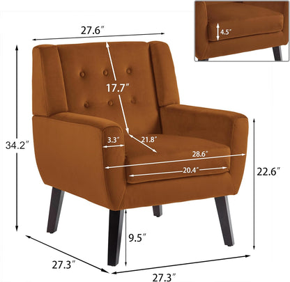 UIXE Accent Chairs Set of 2, Velvet Upholstered Armchair for Living Room, Modern Club Arm Chairs