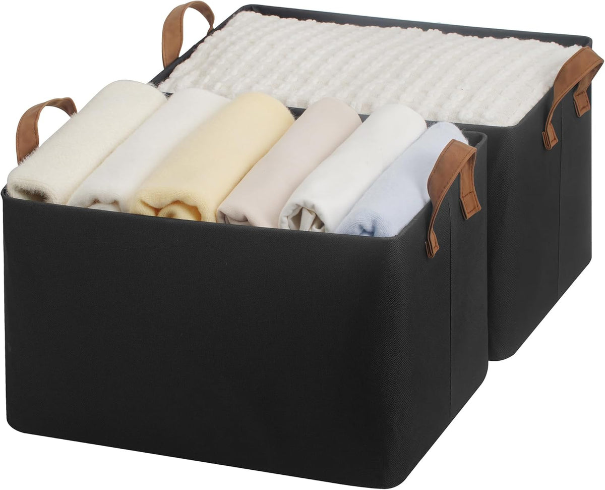 StorageWorks Storage Bins, Fabric Storage Bins for Shelves, Large Storage Baskets with Metal Frame