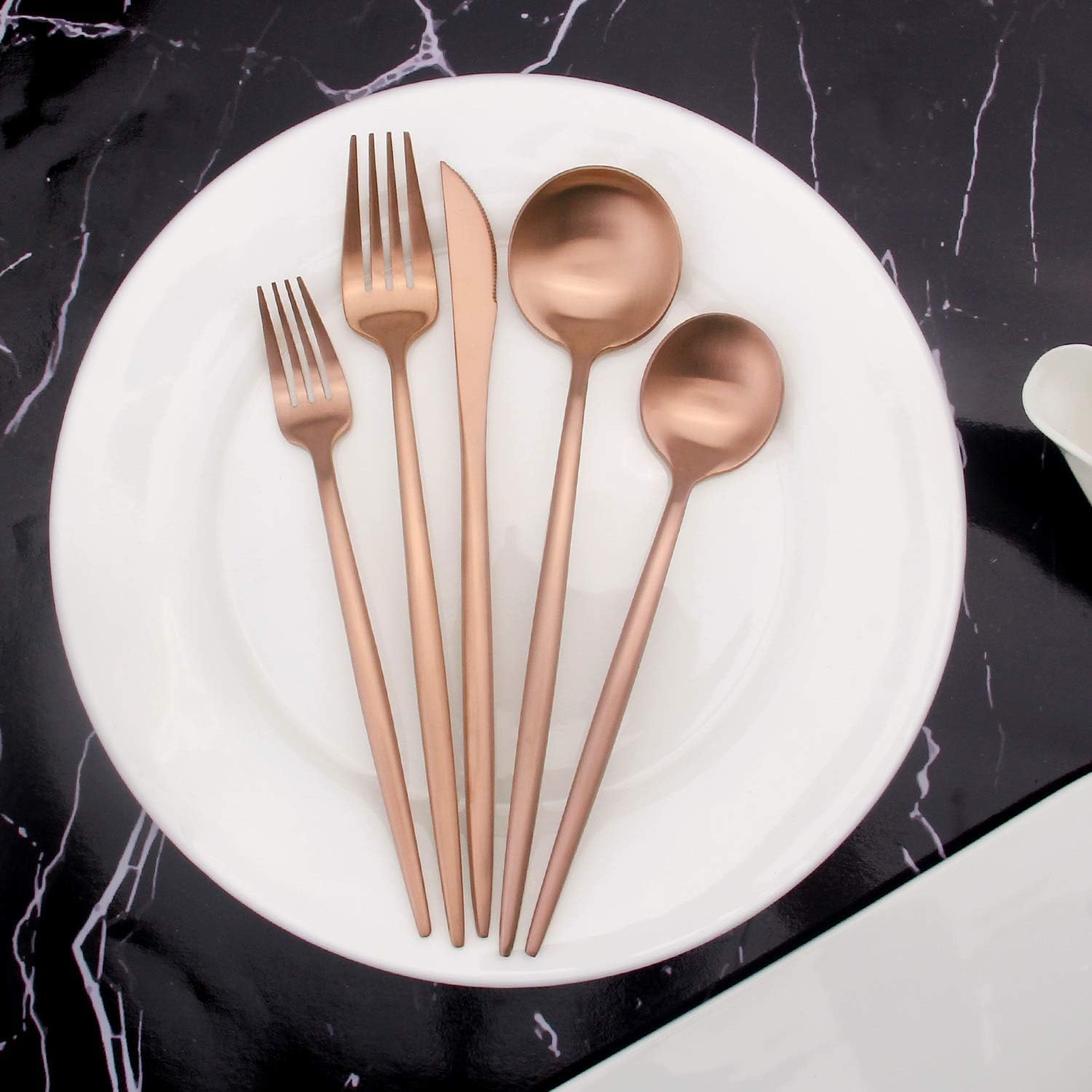 Matte Rosegold Silverware Set, Vanys 20 Piece Stainless Steel Cutlery Flatware Set, Kitchen Utensil