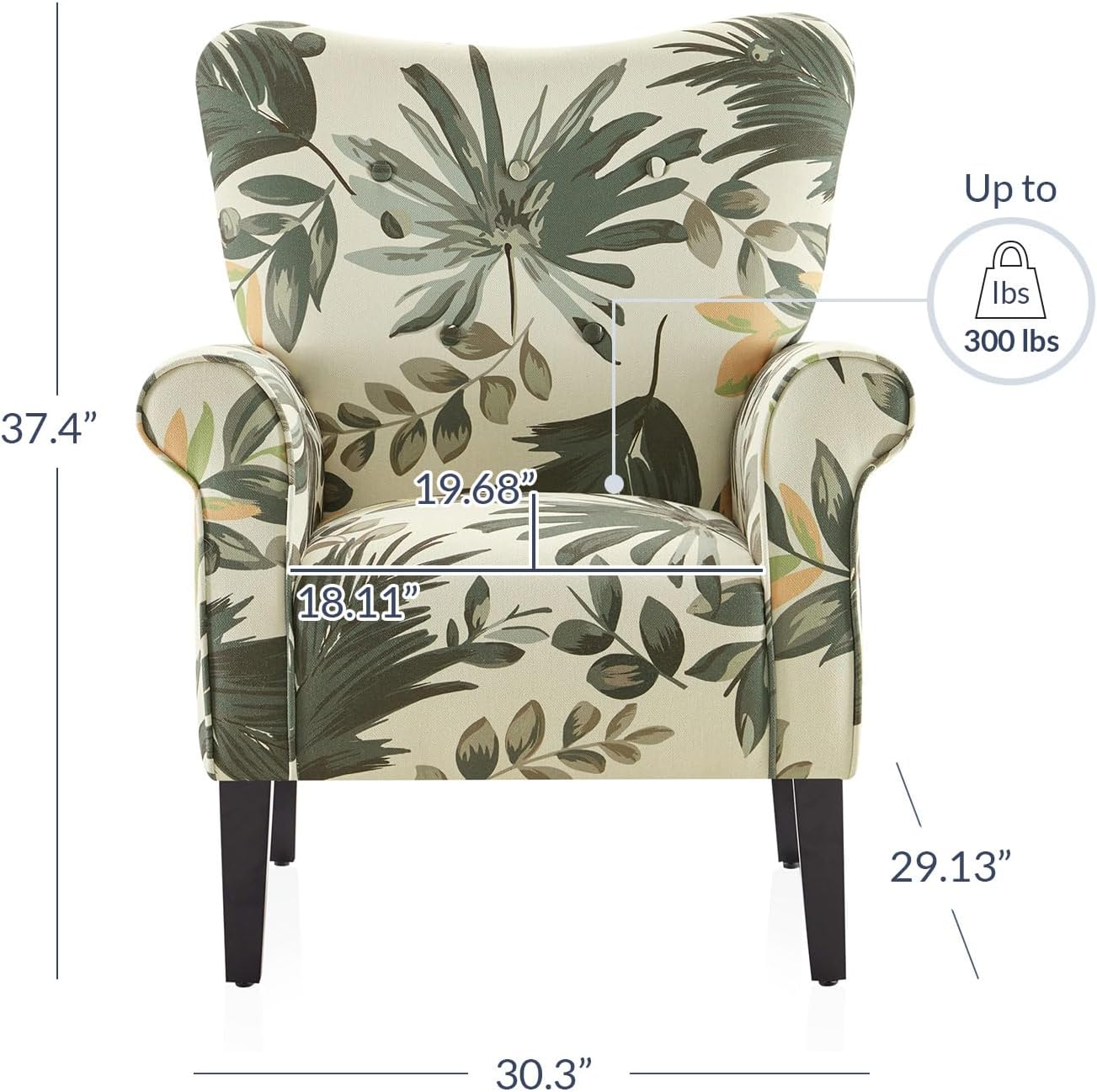 BELLEZE Modern Accent Chair for Living Room, High Back Floral Armchair with Wooden Legs