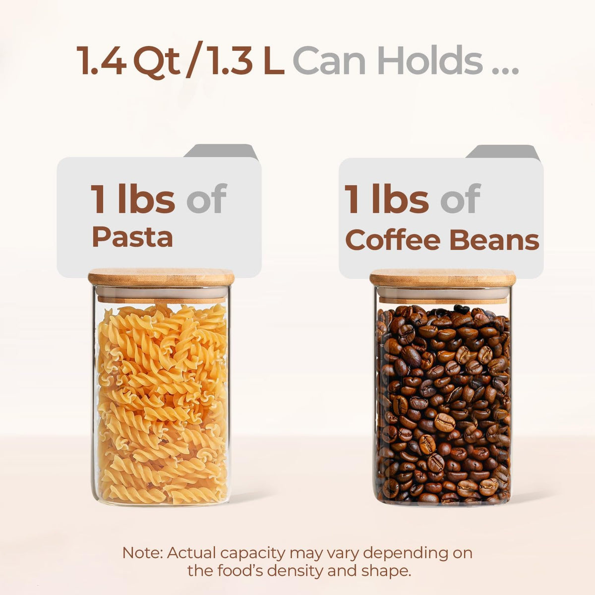 ComSaf 1.4 Qt Glass Storage Containers with Lids, Glass Jars with Lids, Clear Food Storage Jar
