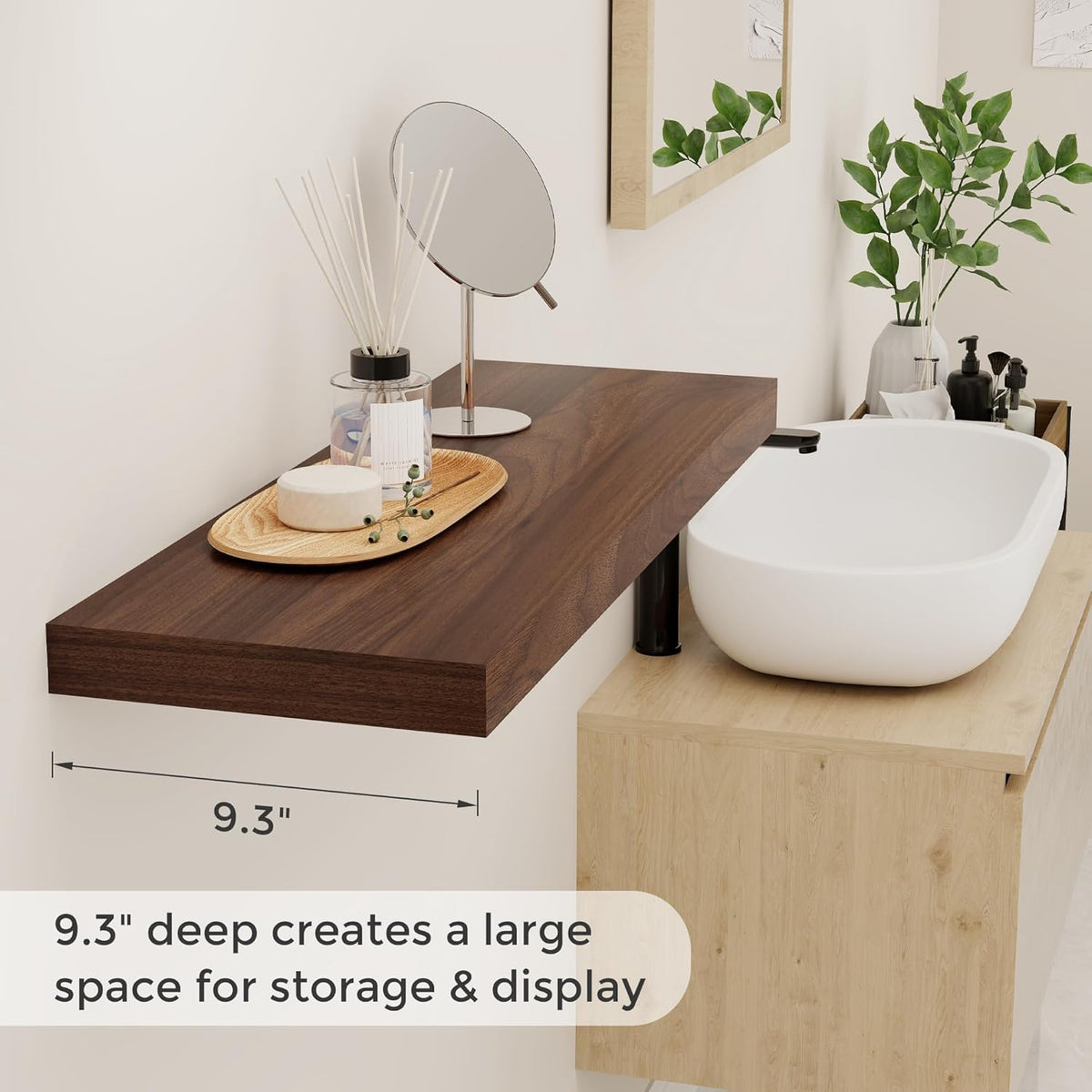 Rustic Wood Floating Shelves 32 Inch Long, 9 Inch Deep Wall Shelves for Home Decor, 32 x 9 Floating
