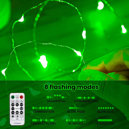 HXWEIYE 300LED Green Fairy Curtain Hanging Lights with Remote 8 Modes Timer for Bedroom, 9.8x9.8Ft