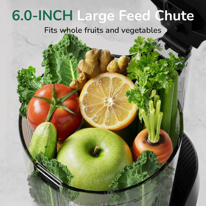 Canoly C16 Cold Press Juicer, 6" Extra Wide Feed Chute, 3-IN-1 Strainers (Juice & Sorbet & Nut