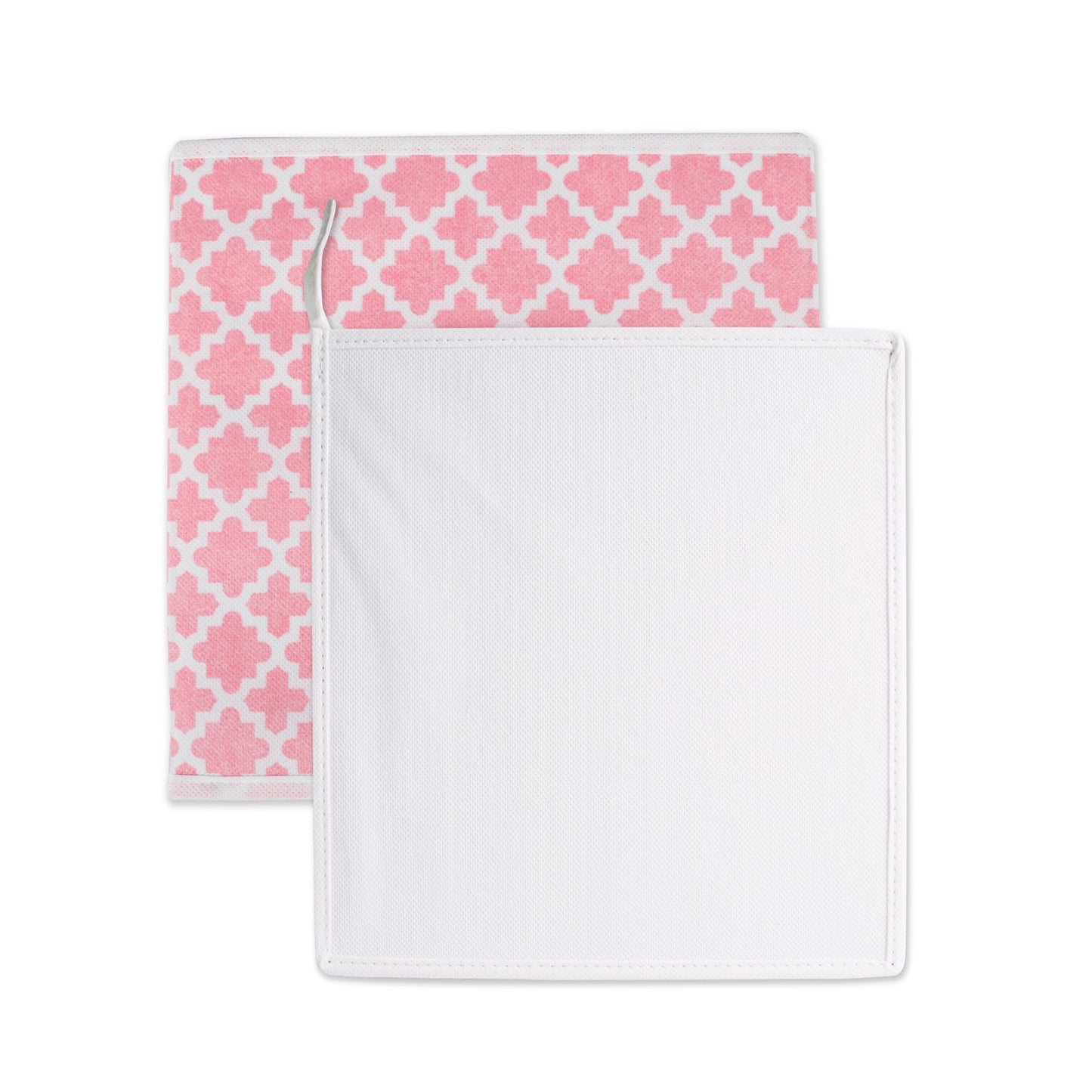 DII Non Woven Polyester Storage Bin, Lattice, Pink Sorbet, Small Set of 4