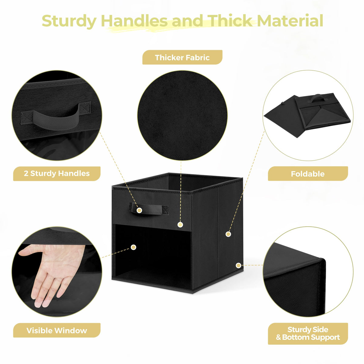 STORAGEIDEAS Storage Bins with Clear Window, 11x11 Storage Cubes, Collapsible Cube Storage Box