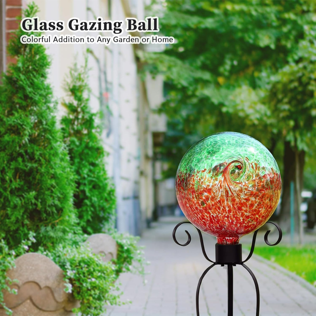 VCUTEKA Gazing Ball, Glass Gazing Balls Sphere for Garden Lawn Outdoor Ornament Yard Decorative