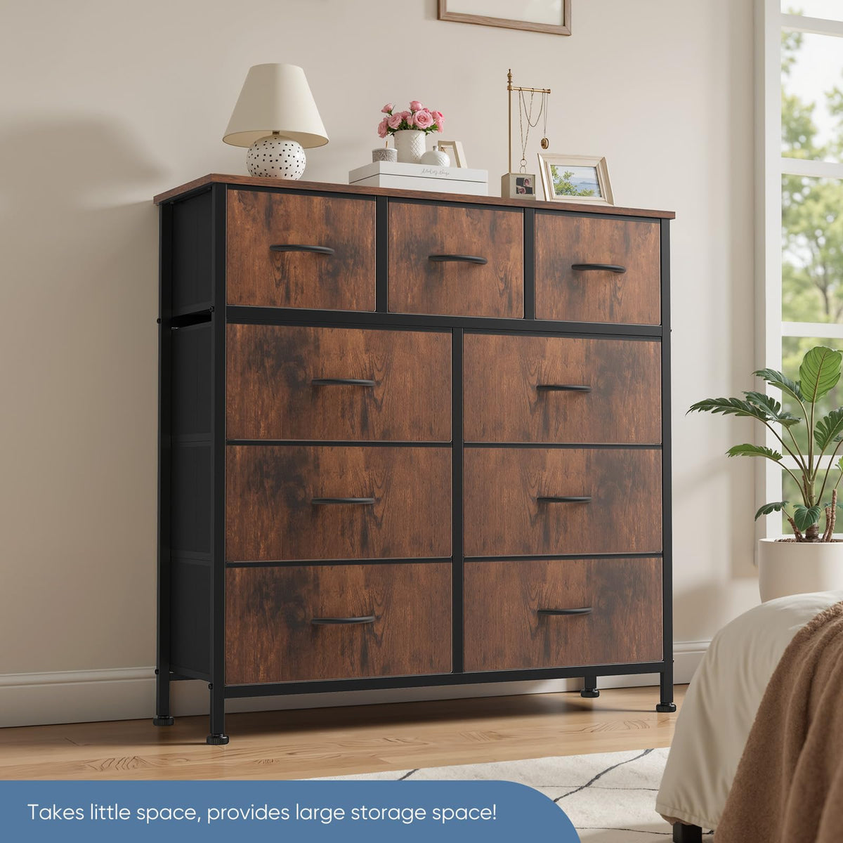 DUMOS Dresser for Bedroom, Storage Organizer with 9 Drawers