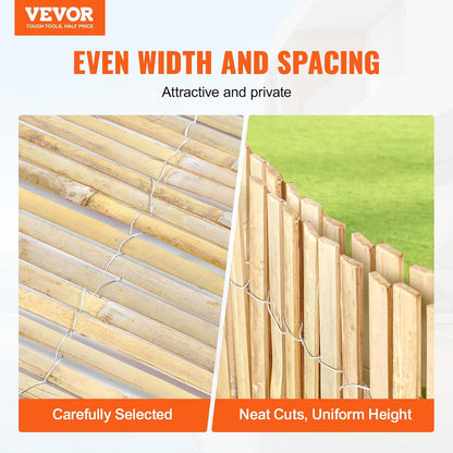 VEVOR Natural Bamboo Privacy Fence Screen, Eco-Friendly Decorative Bamboo Slat Fence, 6 ft H x 16