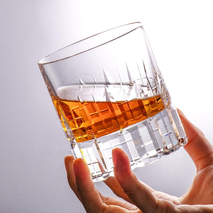 KAMMAK Crystal Whiskey Glasses Set of 2, Luxury 7.78oz Old Fashioned Glasses Stemless, Hand Blown