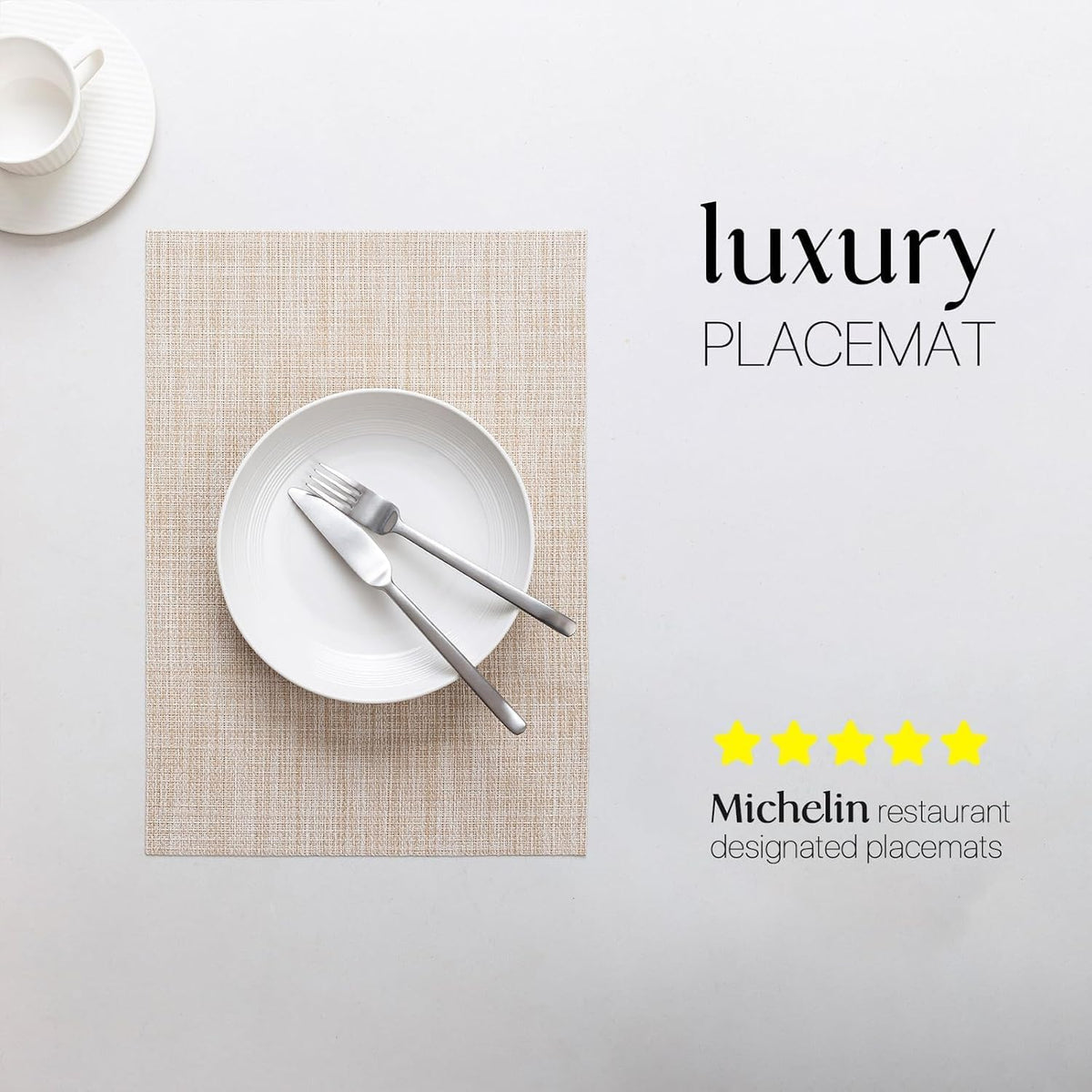 LEXMORE Placemats Set of 12 Vinyl/Plastic Woven Place Mats for Kitchen Table Indoor/Outdoor