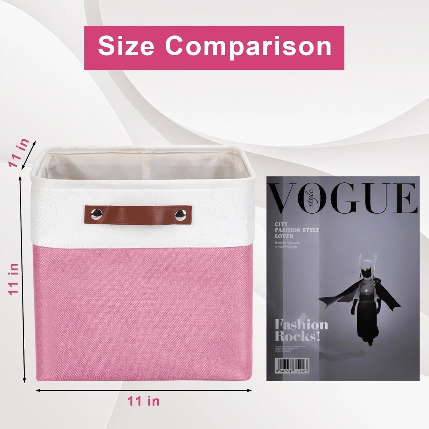 Collapsible Fabric Storage Cubes 11x11 Cube Storage Bins, 4 Pack Closet Baskets Box with Handles