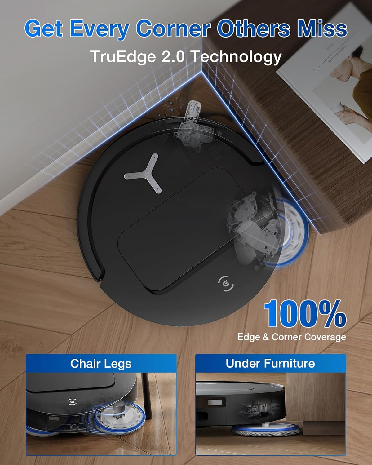 ECOVACS DEEBOT T50 PRO Omni Robot Vacuum and Mop, 3.19” Ultra-Slim, 15,000Pa Suction, ZeroTangle