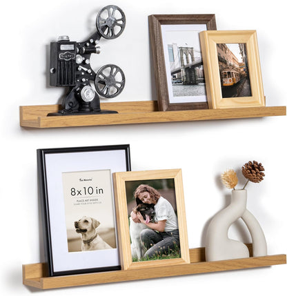 Fun Memories Picture Ledge Shelf, 24 Inch Floating Shelves Set of 2, Nursery Book Shelves for Toys