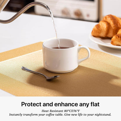 LEXMORE PlaceMats Set of 12 Vinyl/Plastic Woven Place Mats for Kitchen Table Indoor/Outdoor