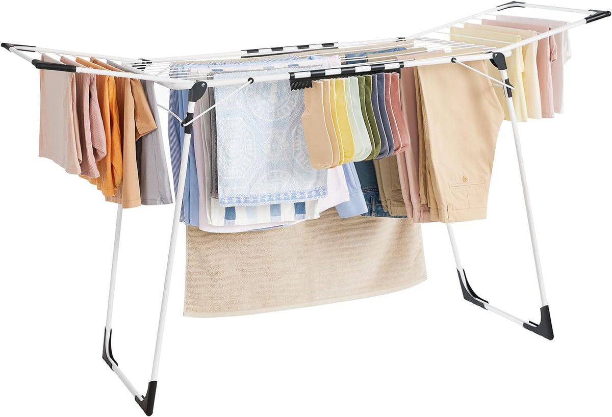 SONGMICS Clothes Drying Rack Foldable, Gullwing Laundry Drying Rack, Space-Saving, 22.2 x 68.1 x 38
