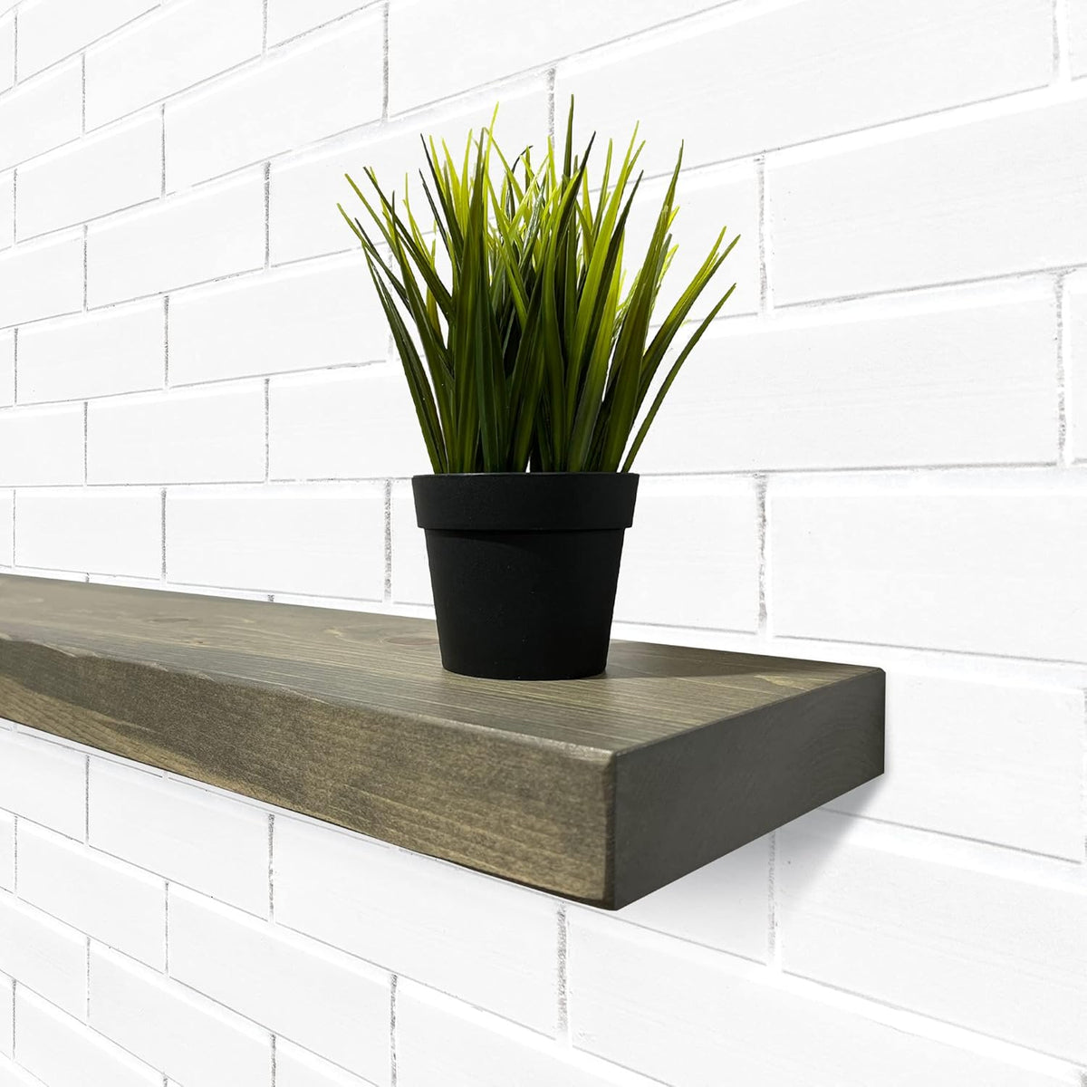 URBANDI, Rustic Floating Shelves, Set of 2, Hidden Bracket, Solid Wood, Heavy Duty, Wall Mounted