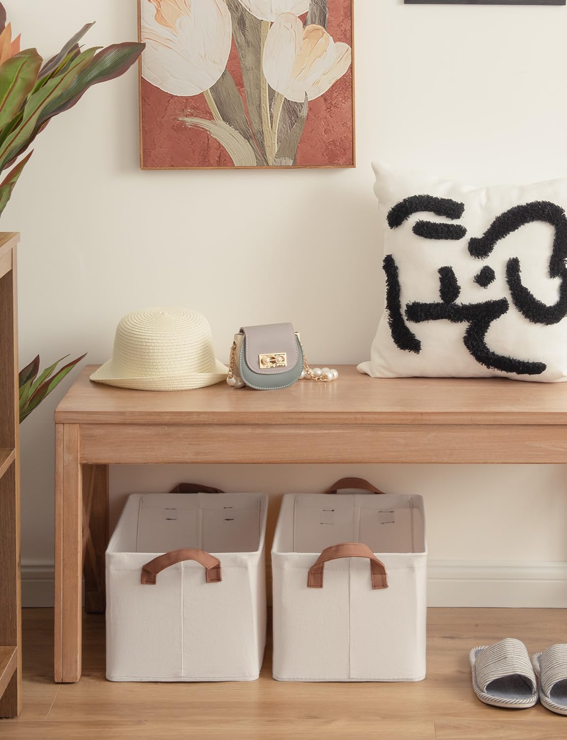 StorageWorks Storage Bins, Fabric Storage Bins for Shelves, Storage Baskets with Metal Frame