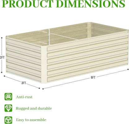 6x3x2 ft Raised Garden Bed, Large Metal Planter Raised Beds, Planters for Outdoor Plants for