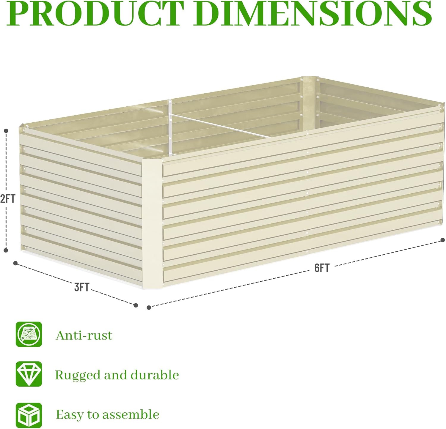 6x3x2 ft Raised Garden Bed, Large Metal Planter Raised Beds, Planters for Outdoor Plants for