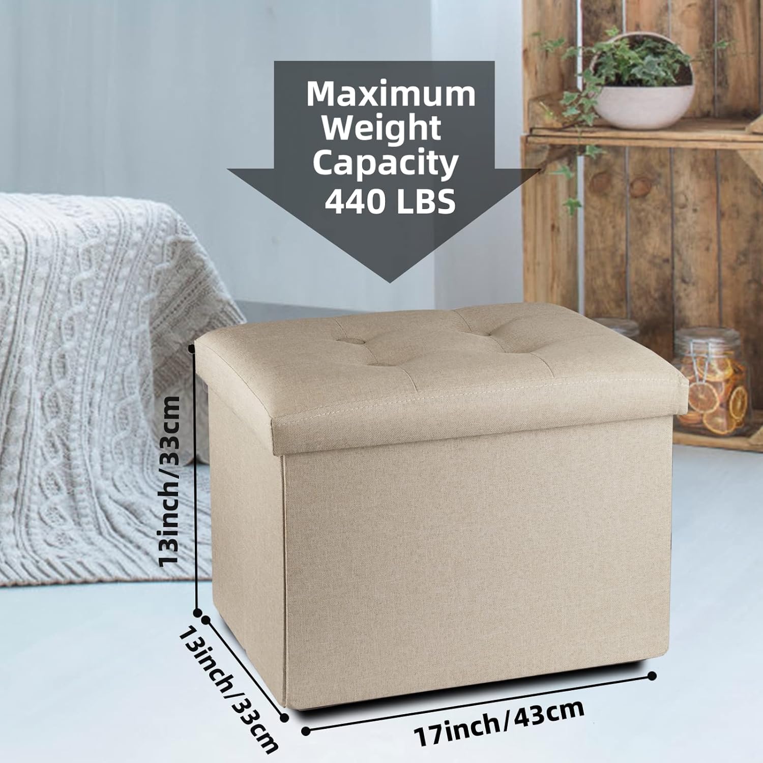 ALASDO Storage Ottoman Footrest Stool Small Ottoman with Storage Foldable Ottoman Foot Rest