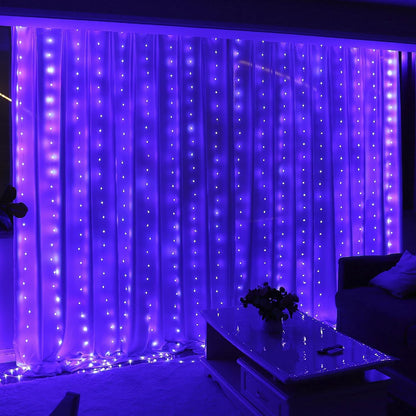 HXWEIYE 300LED Purple Fairy Curtain Lights for Bedroom, 3mx3m 8 Modes USB Plug in Window Christmas