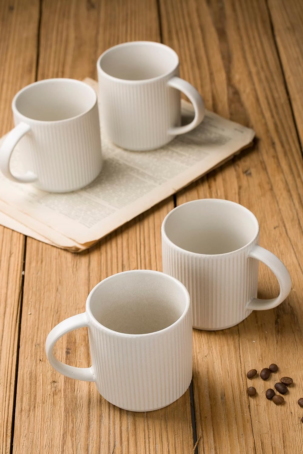 famiware Coffee Mug Set for 4, Star 12 oz Catering Mugs Cup Set with Handle for Coffee, Tea, Cocoa