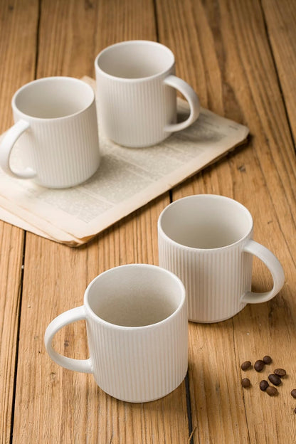 famiware Coffee Mug Set for 4, Star 12 oz Catering Mugs Cup Set with Handle for Coffee, Tea, Cocoa
