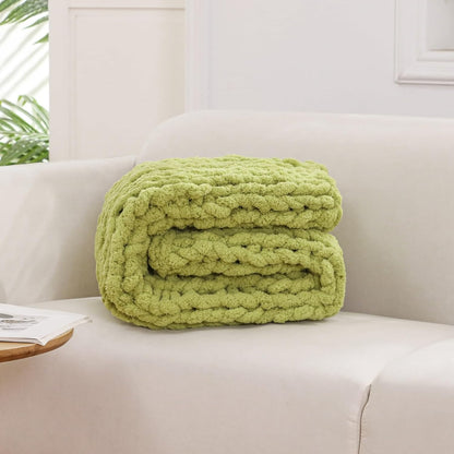 WESHIONGOO Chunky Knit Blanket Throw Knitted Throw Blankets for Couch Bed Fluffy Soft Blanket with