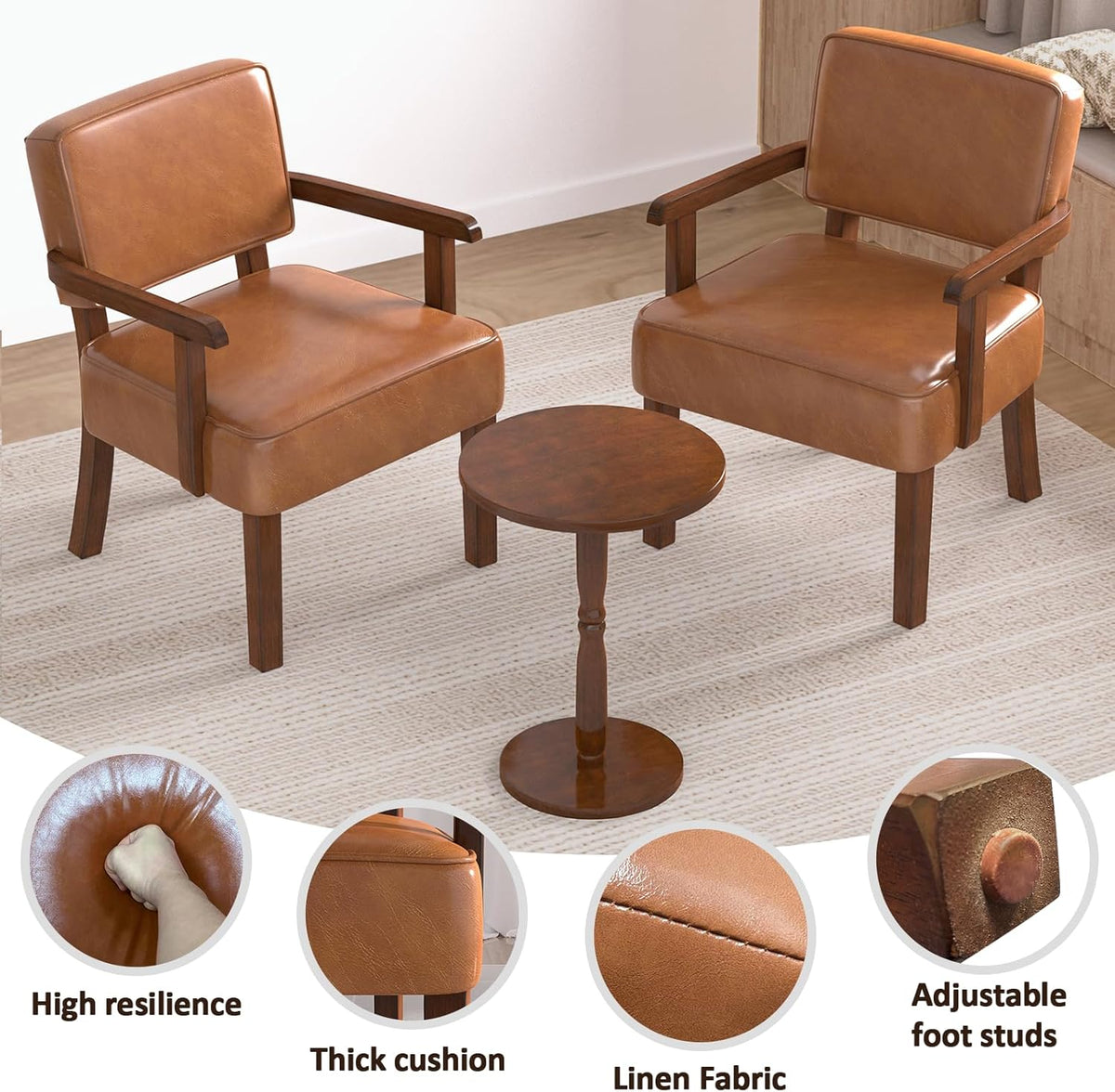 Accent Chair, PU Leather Living Room Chairs Oversize with Soft Seat and Armrests for Living Room