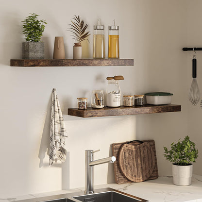 Floating Shelves for Wall, 36"W x 8"D x 1.5"H, Wooden Wall Mounted Display Shelves with Invisible