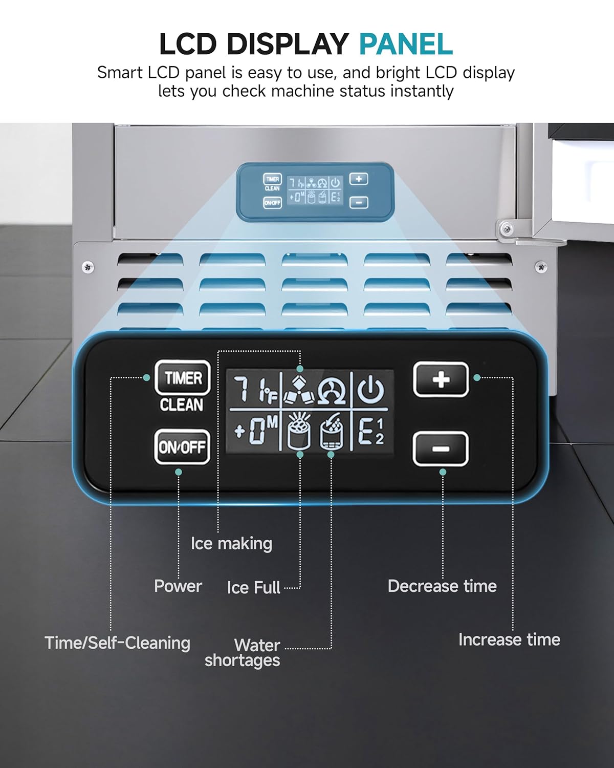 EUHOMY Commercial Under Counter Nugget Ice Maker Machine, 70Lbs/Day, Bulit-in Freestanding Ice