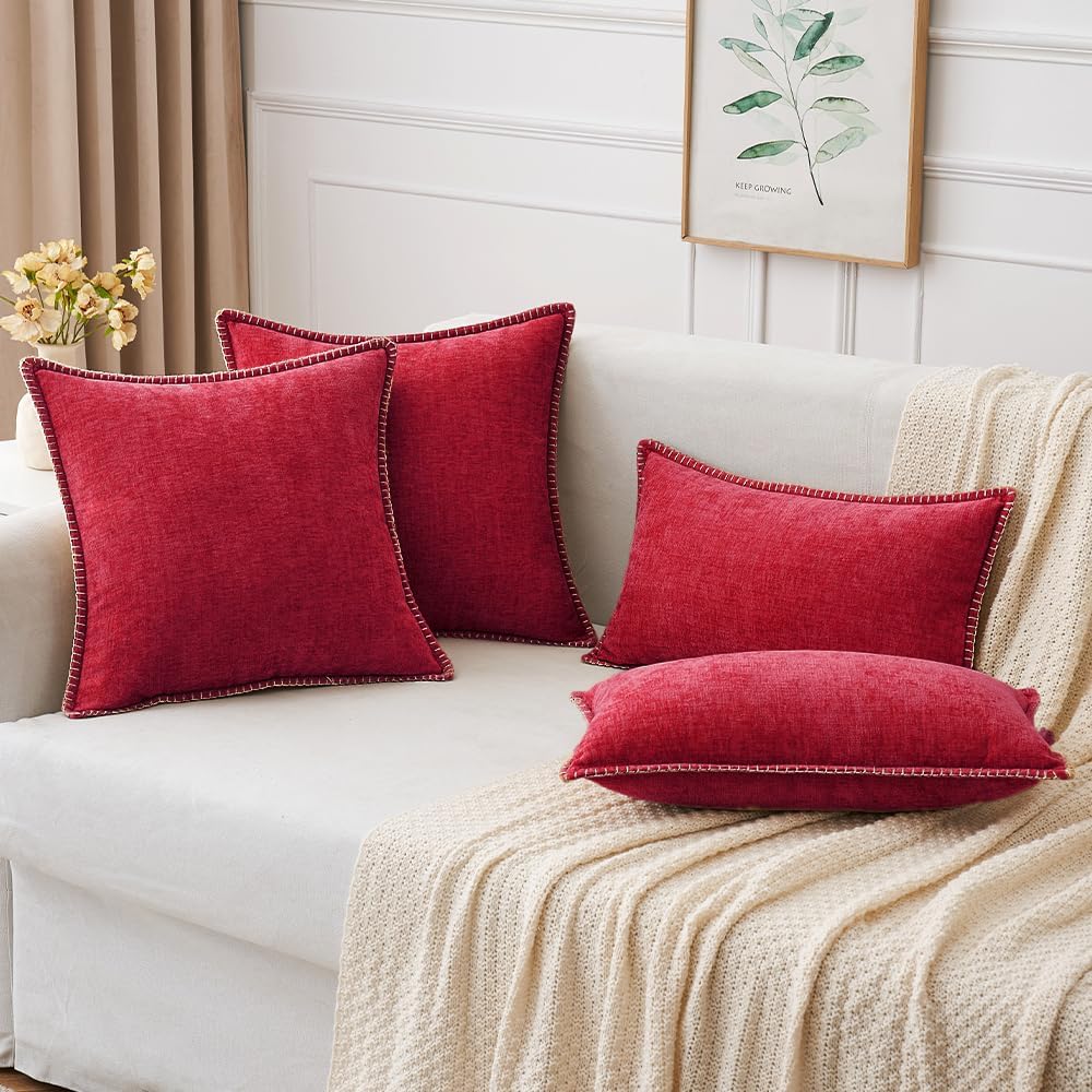 MIULEE Pack of 2 Christmas Pillow Covers 20x20 Inch Red Farmhouse Decorative Throw Pillow Covers